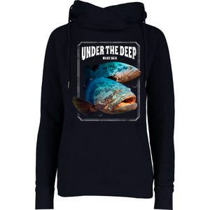 Under The Deep Blue Sea Fish Womens Funnel Neck Pullover Hood