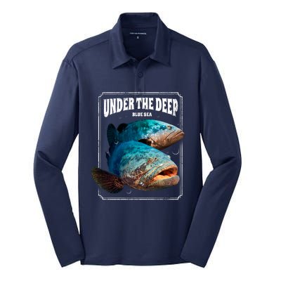 Under The Deep Blue Sea Fish Silk Touch Performance Long Sleeve Polo