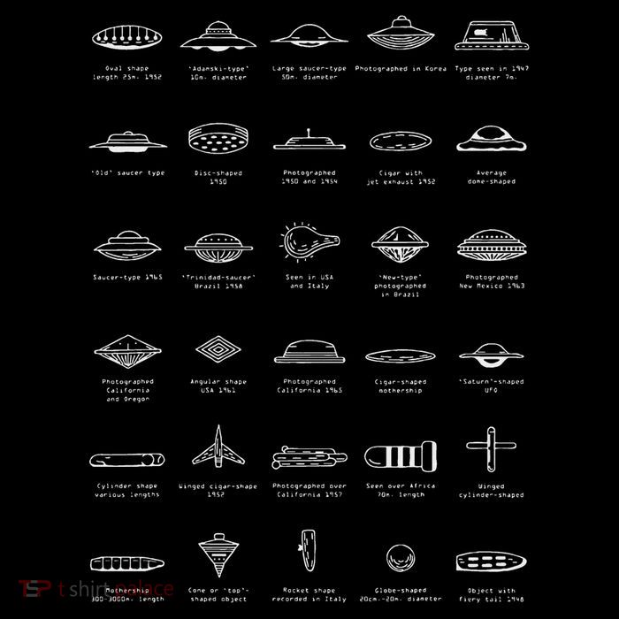 Ufo Types Flying Saucer Model Alien Space Gift Tall T-Shirt
