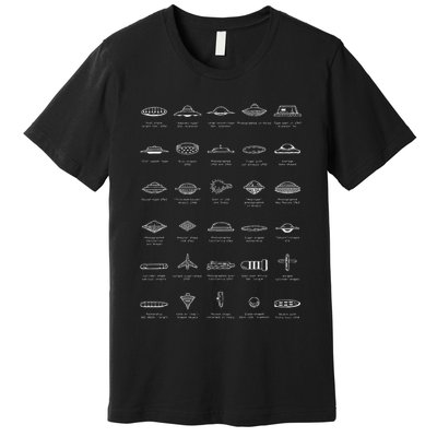 Ufo Types Flying Saucer Model Alien Space Gift Premium T-Shirt
