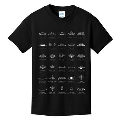 Ufo Types Flying Saucer Model Alien Space Gift Kids T-Shirt