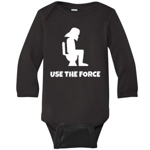 Use The Force Funny Pooping Baby Long Sleeve Bodysuit