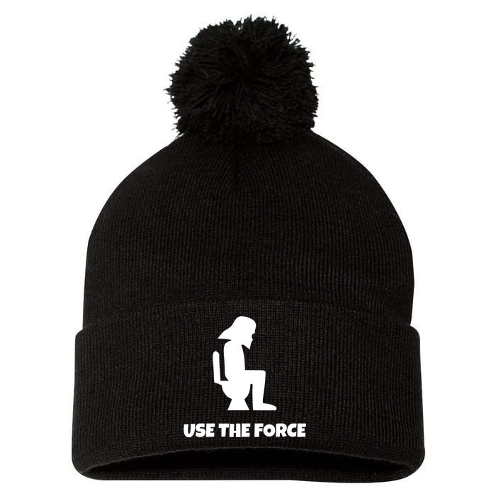 Use The Force Funny Pooping Pom Pom 12in Knit Beanie