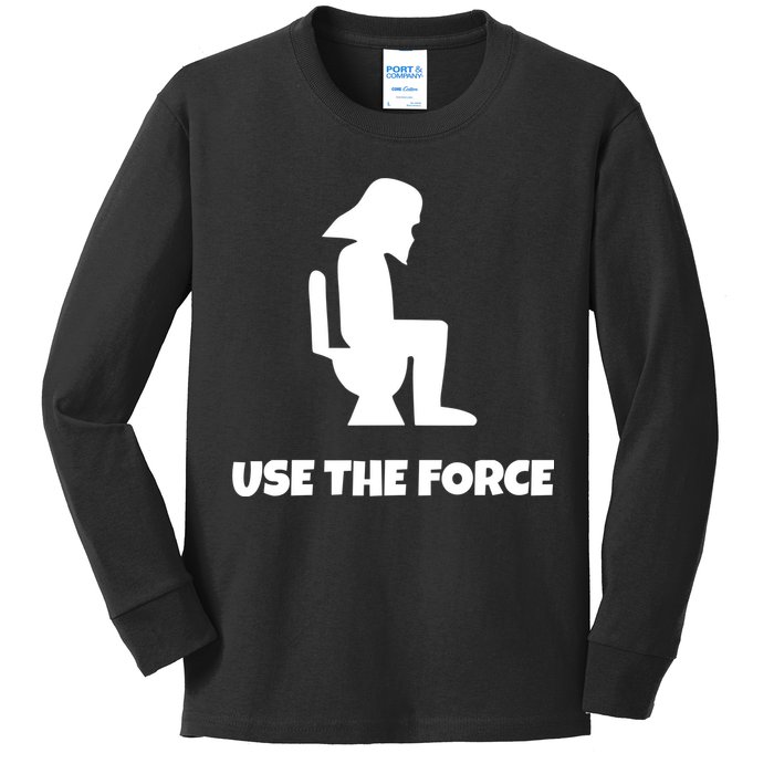 Use The Force Funny Pooping Kids Long Sleeve Shirt