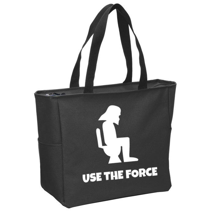 Use The Force Funny Pooping Zip Tote Bag