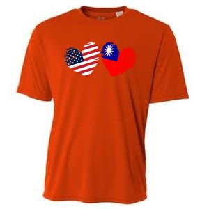 Usa Taiwan Flag Heart Valentines Day Taiwanese American Cute Gift Cooling Performance Crew T-Shirt