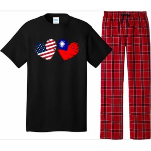 Usa Taiwan Flag Heart Valentines Day Taiwanese American Cute Gift Pajama Set