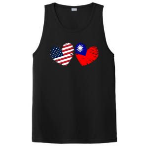 Usa Taiwan Flag Heart Valentines Day Taiwanese American Cute Gift PosiCharge Competitor Tank