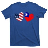 Usa Taiwan Flag Heart Valentines Day Taiwanese American Cute Gift T-Shirt