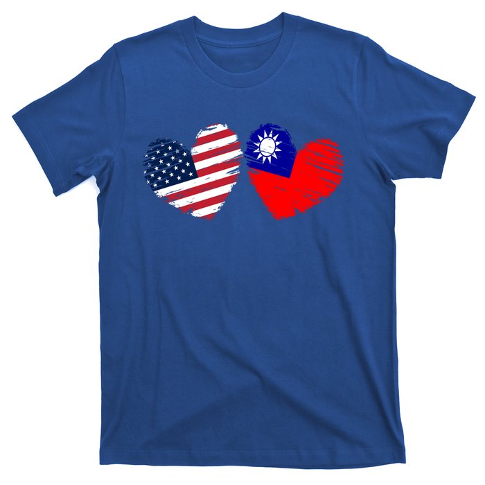 Usa Taiwan Flag Heart Valentines Day Taiwanese American Cute Gift T-Shirt