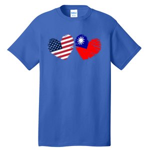 Usa Taiwan Flag Heart Valentines Day Taiwanese American Cute Gift Tall T-Shirt