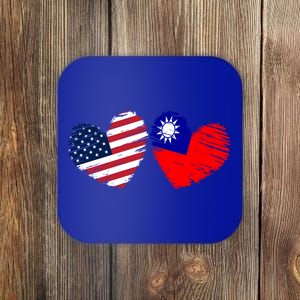 Usa Taiwan Flag Heart Valentines Day Taiwanese American Cute Gift Coaster