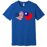 Usa Taiwan Flag Heart Valentines Day Taiwanese American Cute Gift Premium T-Shirt