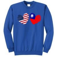 Usa Taiwan Flag Heart Valentines Day Taiwanese American Cute Gift Tall Sweatshirt