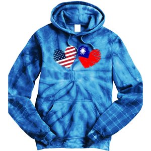 Usa Taiwan Flag Heart Valentines Day Taiwanese American Cute Gift Tie Dye Hoodie