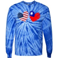 Usa Taiwan Flag Heart Valentines Day Taiwanese American Cute Gift Tie-Dye Long Sleeve Shirt