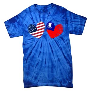 Usa Taiwan Flag Heart Valentines Day Taiwanese American Cute Gift Tie-Dye T-Shirt