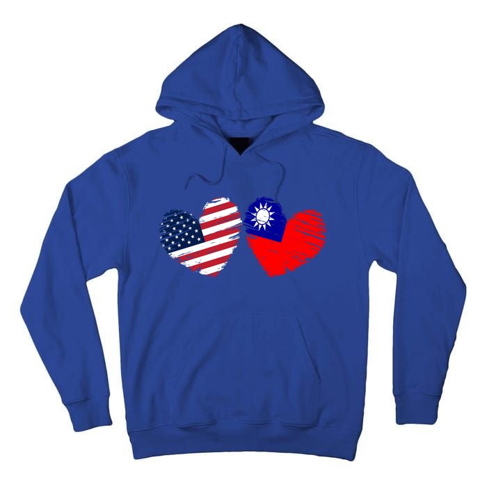 Usa Taiwan Flag Heart Valentines Day Taiwanese American Cute Gift Tall Hoodie