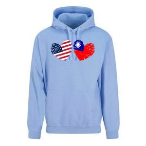 Usa Taiwan Flag Heart Valentines Day Taiwanese American Cute Gift Unisex Surf Hoodie