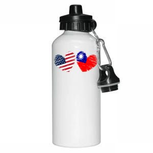 Usa Taiwan Flag Heart Valentines Day Taiwanese American Cute Gift Aluminum Water Bottle