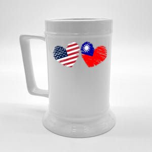 Usa Taiwan Flag Heart Valentines Day Taiwanese American Cute Gift Beer Stein