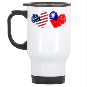 Usa Taiwan Flag Heart Valentines Day Taiwanese American Cute Gift Stainless Steel Travel Mug