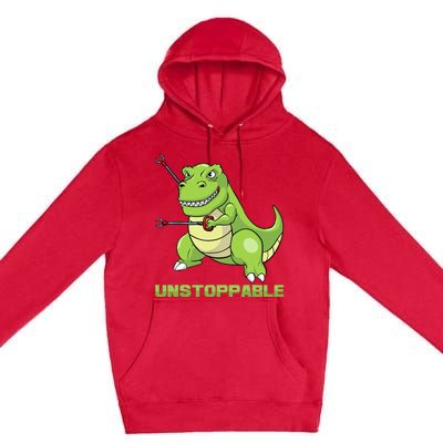 Unstoppable Tyrannosaur Funny T Rex Dino Lovers Humor Outfit Premium Pullover Hoodie