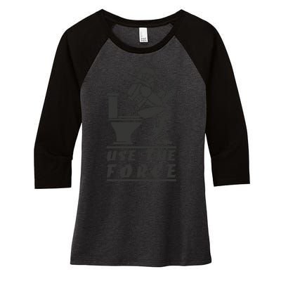 Use The Force Funny Pooping Meme Tummy AcheTummy Ache Women's Tri-Blend 3/4-Sleeve Raglan Shirt