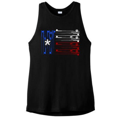 USA Texas Fishing Rods Flag Ladies PosiCharge Tri-Blend Wicking Tank