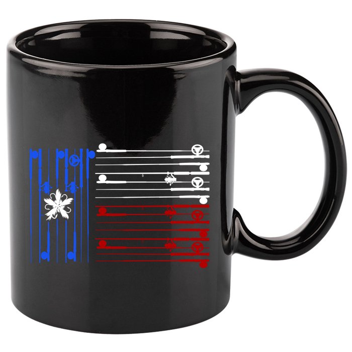 USA Texas Fishing Rods Flag 11oz C Handle Ceramic Mug