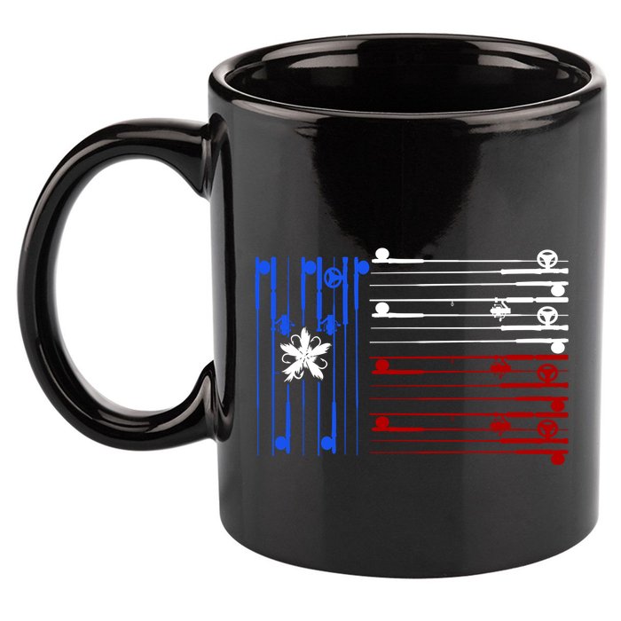 USA Texas Fishing Rods Flag 11oz C Handle Ceramic Mug