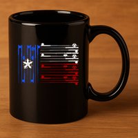 USA Texas Fishing Rods Flag 11oz C Handle Ceramic Mug