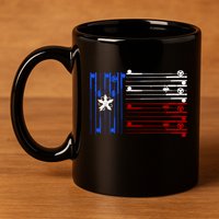 USA Texas Fishing Rods Flag 11oz C Handle Ceramic Mug