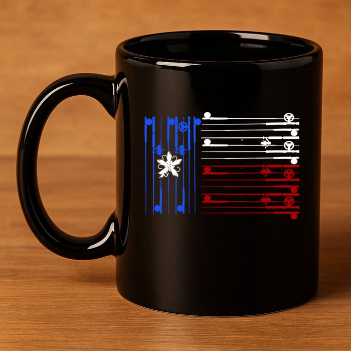 USA Texas Fishing Rods Flag 11oz C Handle Ceramic Mug
