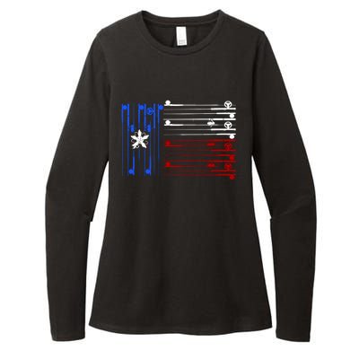 USA Texas Fishing Rods Flag Womens CVC Long Sleeve Shirt