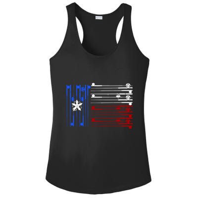 USA Texas Fishing Rods Flag Ladies PosiCharge Competitor Racerback Tank