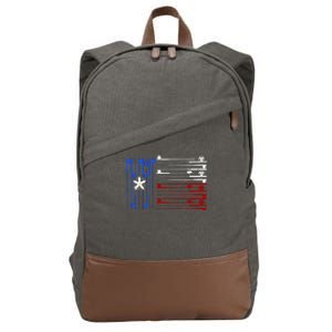 USA Texas Fishing Rods Flag Cotton Canvas Backpack