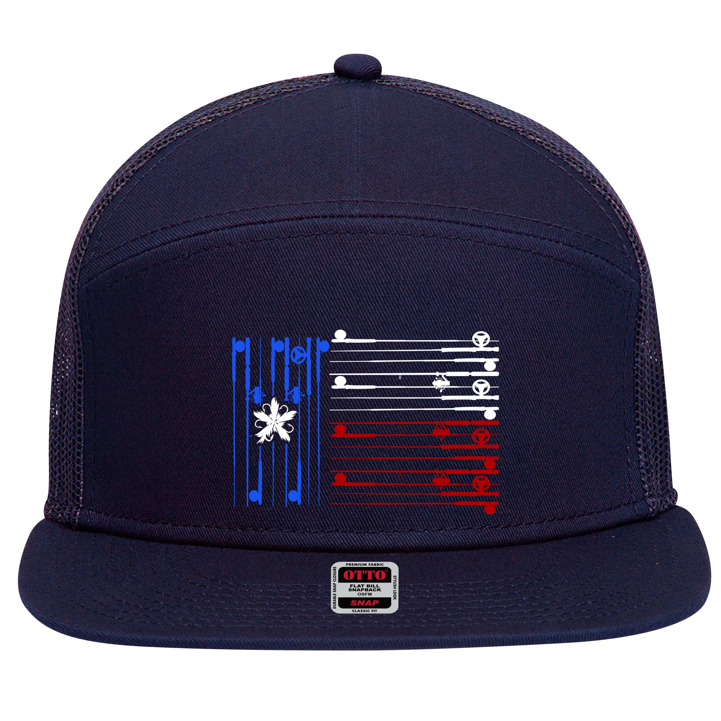 USA Texas Fishing Rods Flag 7 Panel Mesh Trucker Snapback Hat
