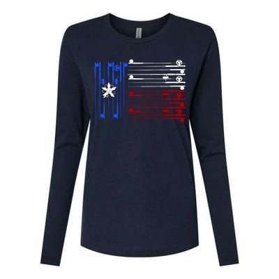 USA Texas Fishing Rods Flag Womens Cotton Relaxed Long Sleeve T-Shirt