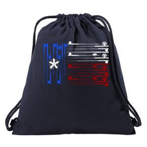 USA Texas Fishing Rods Flag Drawstring Bag