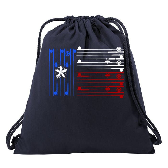 USA Texas Fishing Rods Flag Drawstring Bag