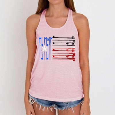 USA Texas Fishing Rods Flag Women's Knotted Racerback Tank