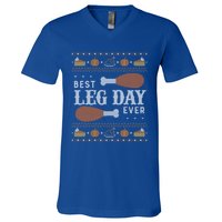 Ugly Thanksgiving Funny Best Leg Day Cool Gift Cool Gift V-Neck T-Shirt