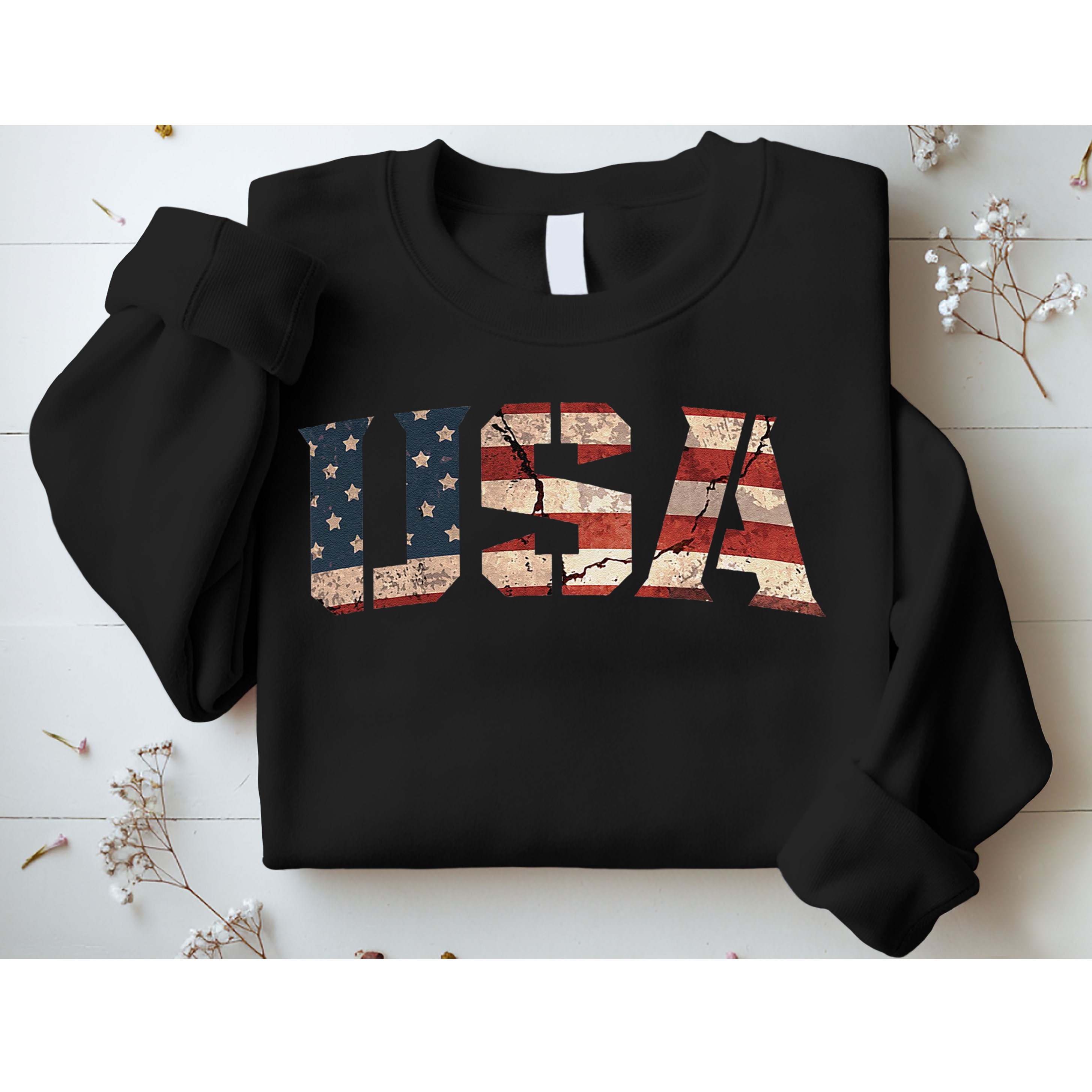 Usa Text Flag American Flag Patriotic 4th Of July Sweatshirt