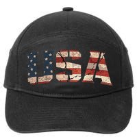 Usa Text Flag American Flag Patriotic 4th Of July 7-Panel Snapback Hat