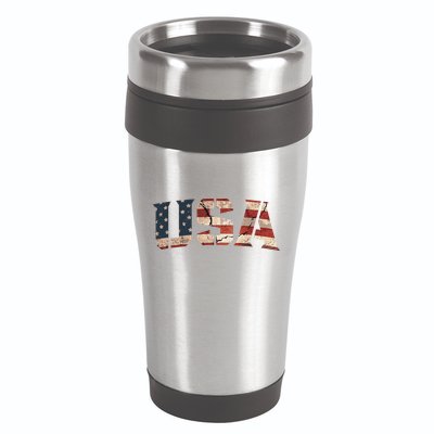 Usa Text Flag American Flag Patriotic 4th Of July 16oz Travel Tumbler
