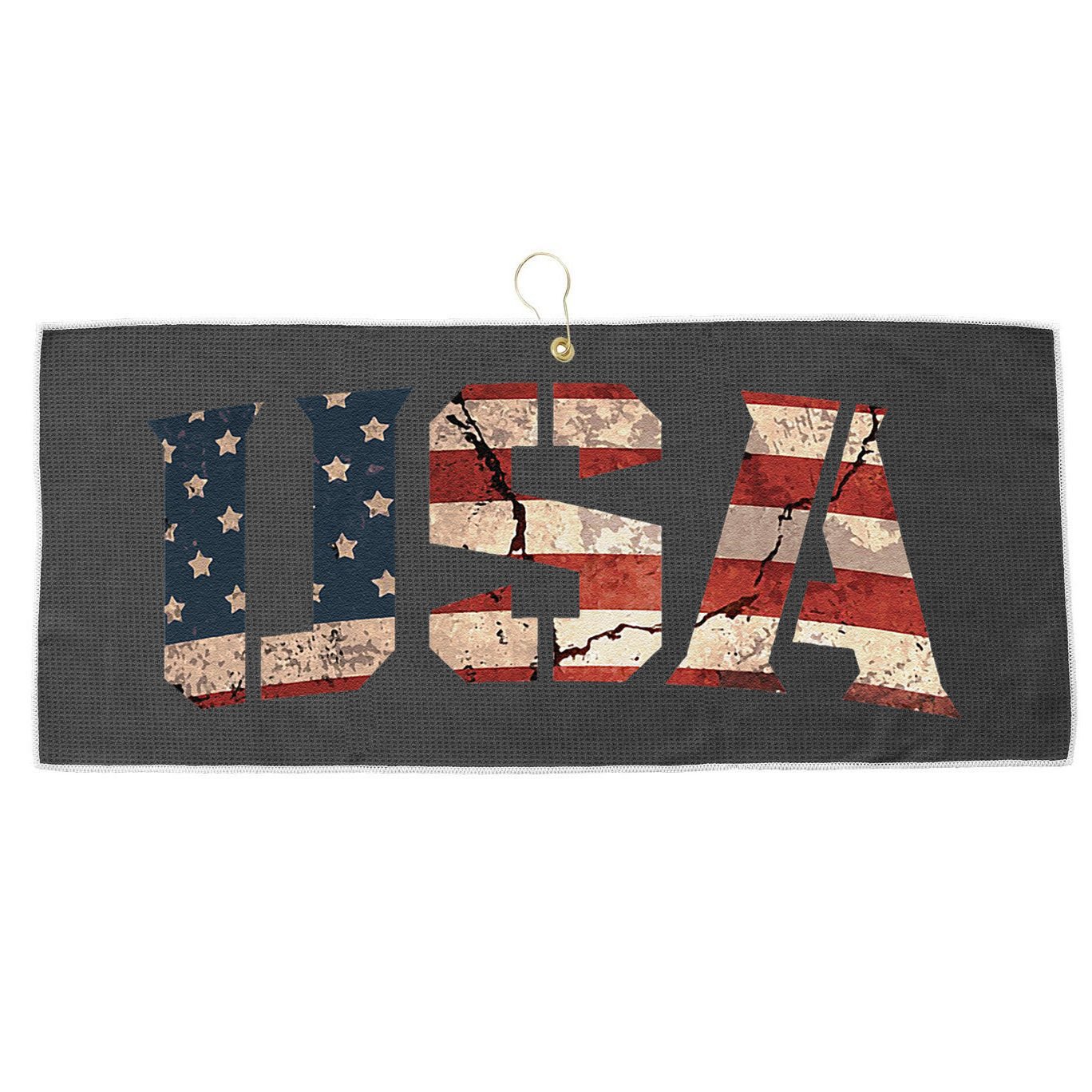 Usa Text Flag American Flag Patriotic 4th Of July Large Microfiber Waffle Golf Towel