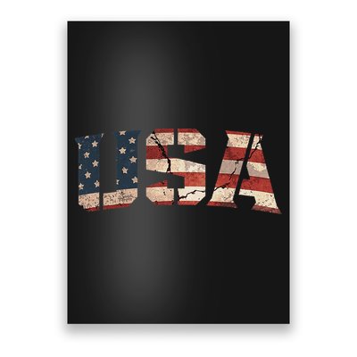 Usa Text Flag American Flag Patriotic 4th Of July Poster