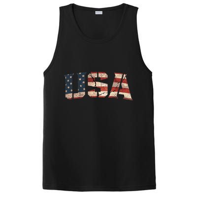 Usa Text Flag American Flag Patriotic 4th Of July PosiCharge Competitor Tank