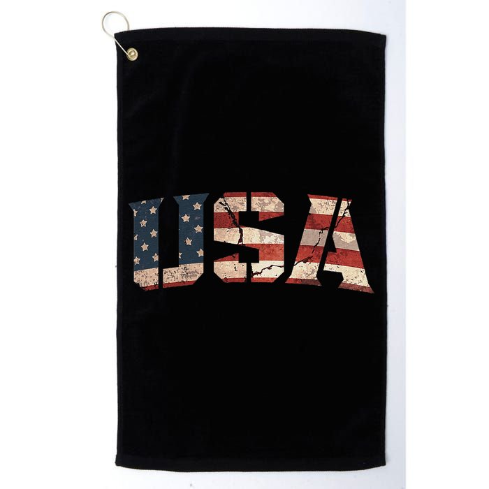Usa Text Flag American Flag Patriotic 4th Of July Golf Towel